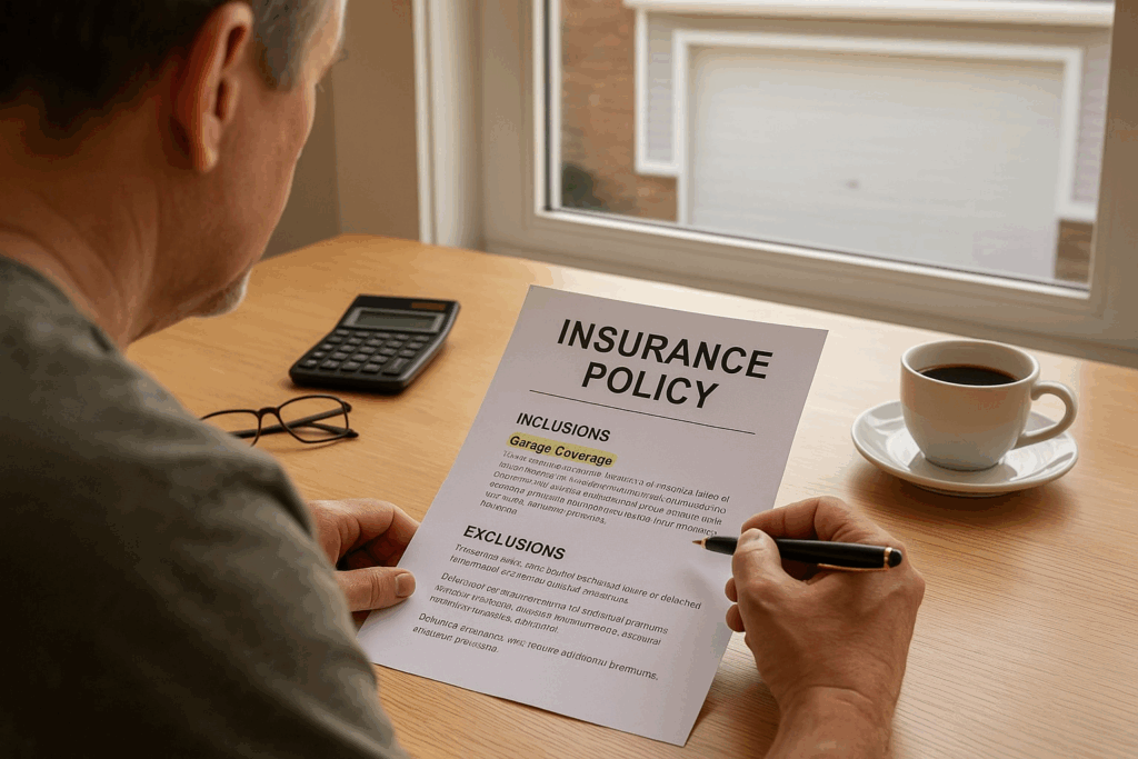Garage Door Repairs In Allentown, Pa: What’s Covered By Home Insurance? 4 Man reviewing insurance policy with garage coverage highlighted, relevant for garage door repairs.